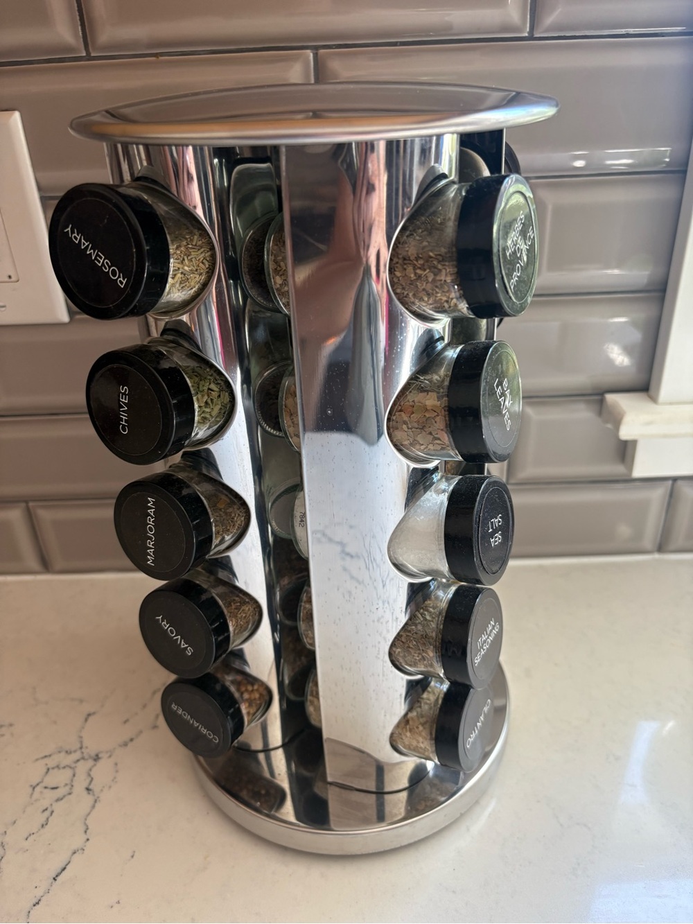 Kamenstein 20 Jar Revolving Countertop Spice Rack with Spices Included Some Used